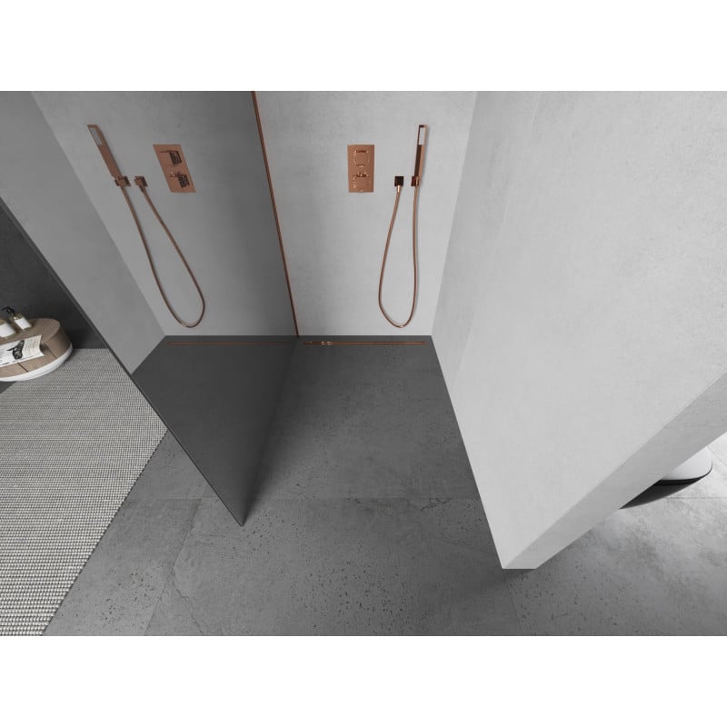 Mexen Kioto Duschwand Walk-in 90 x 200 cm, Spiegel 8 mm, Roségold - 800-090-101-60-50
