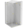 Mexen Lunar-F Duschkabine klappbar rechts 100 x 100 cm, transparent, gebürstetes Gold - 836-100-100-55-00-P