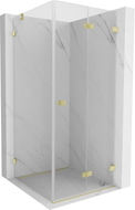 Mexen Lunar-F Duschkabine klappbar rechts 100 x 100 cm, transparent, gebürstetes Gold - 836-100-100-55-00-P