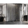 Mexen Lunar-F Duschkabine klappbar rechts 100 x 100 cm, transparent, gebürstetes Gold - 836-100-100-55-00-P
