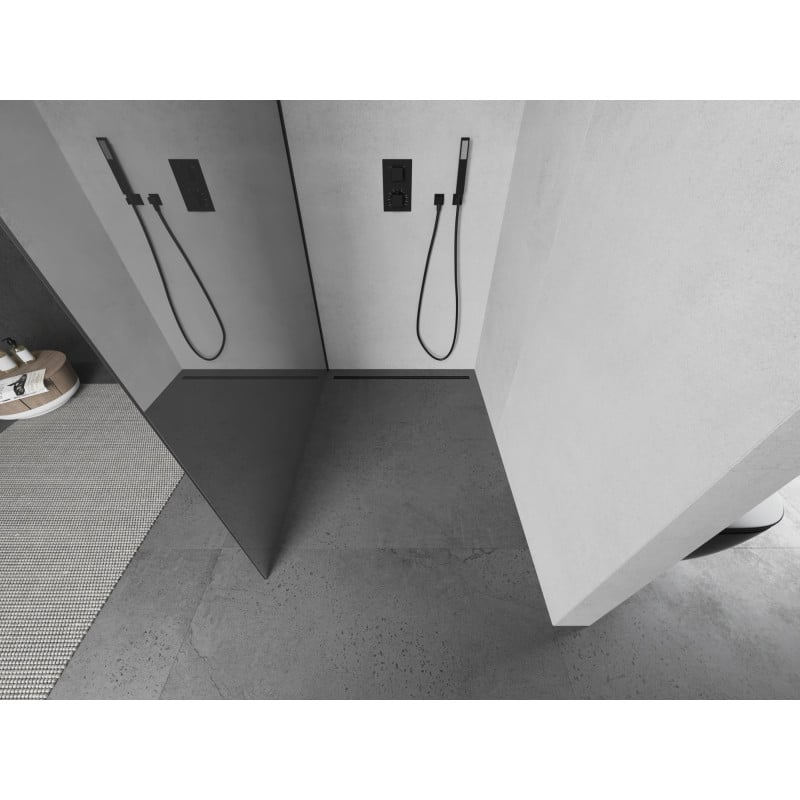 Mexen Kioto Duschwand Walk-in 70 x 200 cm, Spiegel 8 mm, Schwarz - 800-070-101-70-50