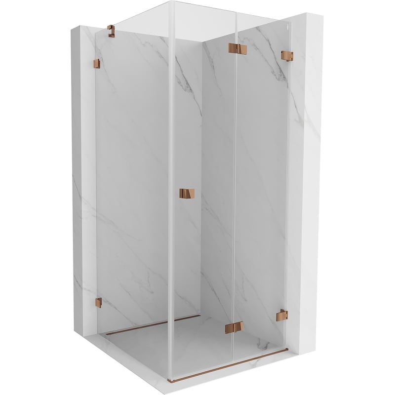 Mexen Lunar-F faltbare Duschkabine rechts 80 x 80 cm, transparent, Roségold- 836-080-080-60-00-P