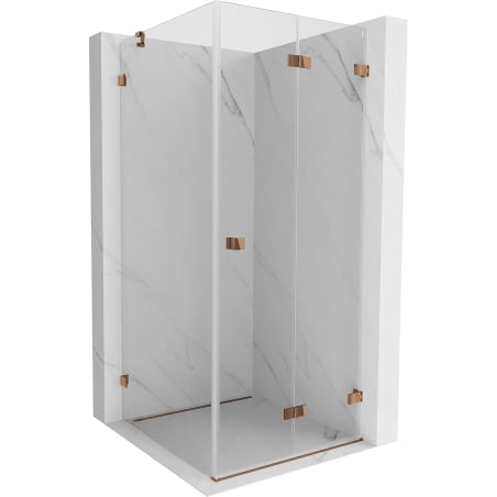 Mexen Lunar-F faltbare Duschkabine rechts 80 x 80 cm, transparent, Roségold- 836-080-080-60-00-P