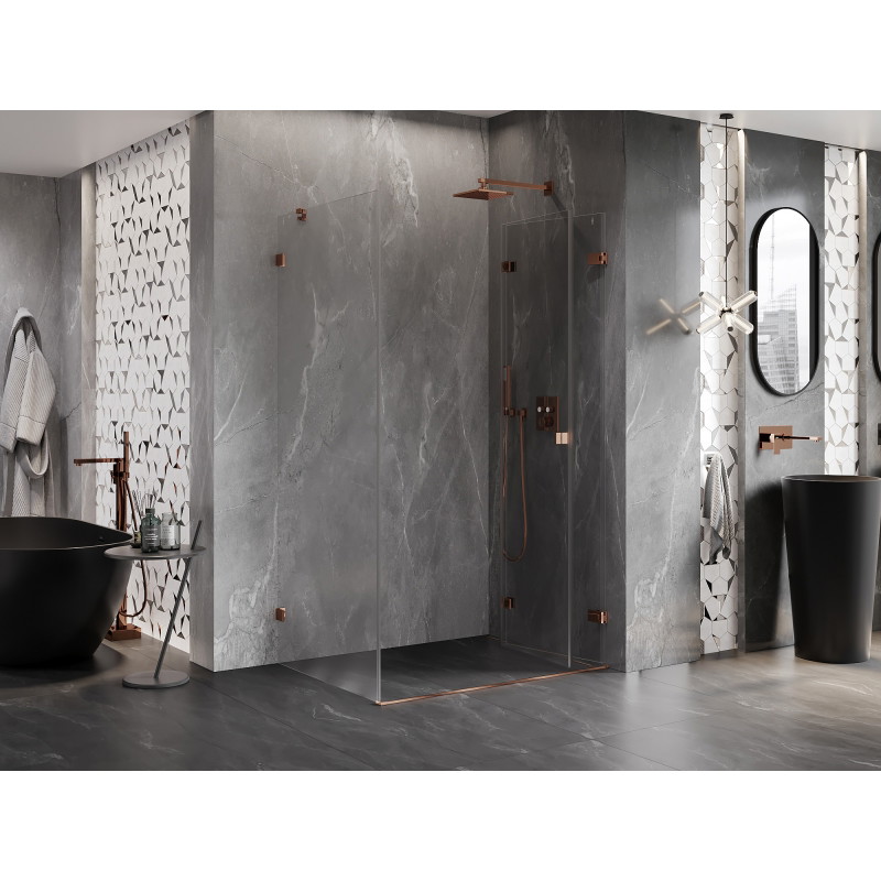 Mexen Lunar-F faltbare Duschkabine rechts 95 x 80 cm, transparent, Roségold- 836-095-080-60-00-P