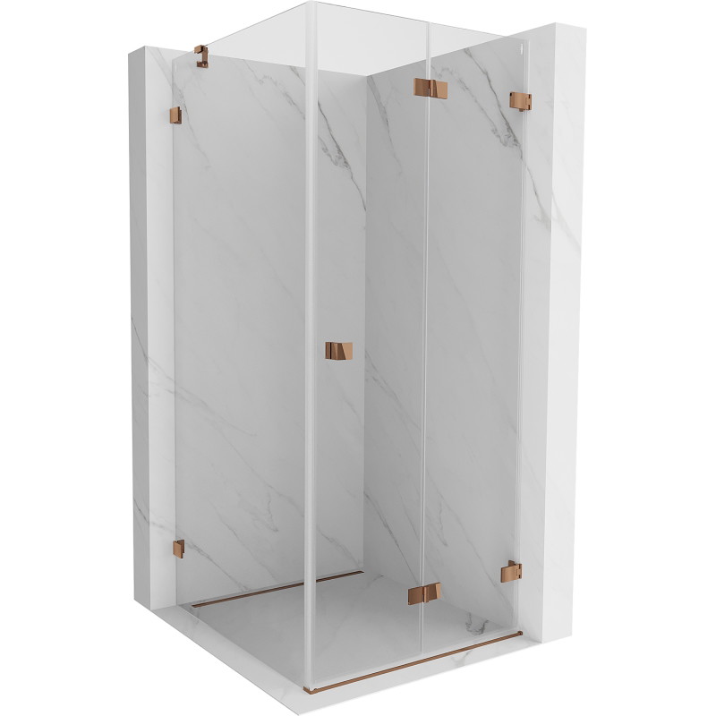 Mexen Lunar-F faltbare Duschkabine rechts 90 x 90 cm, transparent, Roségold- 836-090-090-60-00-P