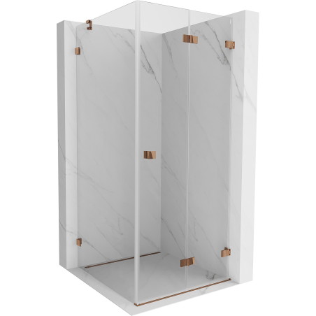 Mexen Lunar-F faltbare Duschkabine rechts 90 x 90 cm, transparent, Roségold- 836-090-090-60-00-P