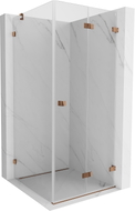 Mexen Lunar-F faltbare Duschkabine rechts 90 x 90 cm, transparent, Roségold- 836-090-090-60-00-P
