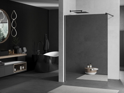 Mexen Kioto Duschwand Walk-in 120 x 200 cm, Spiegel 8 mm, schwarz - 800-120-101-70-50