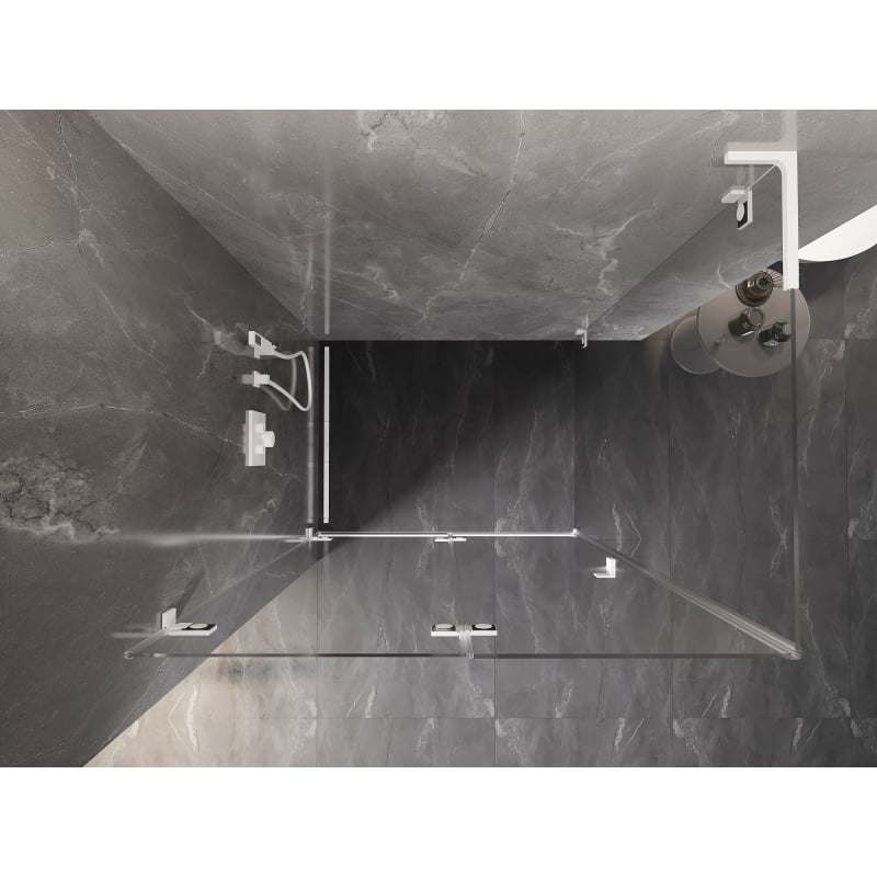 Mexen Lunar-F L faltbare Duschkabine links 100 x 80 cm, transparent, weiß - 836L-100-080-20-00-L
