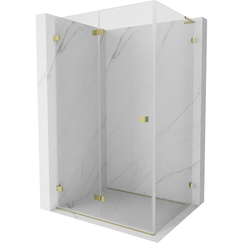 Mexen Lunar-F L Duschkabine faltbar links 85 x 80 cm, transparent, gold - 836L-085-080-50-00-L