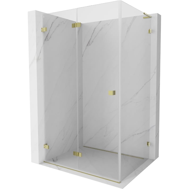 Mexen Lunar-F L faltbare Duschkabine links 95 x 80 cm, transparent, gold - 836L-095-080-50-00-L