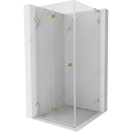 Mexen Lunar-F L faltbare Duschkabine links 100 x 100 cm, transparent, gold - 836L-100-100-50-00-L