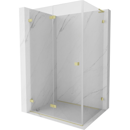 Mexen Lunar-F L Faltschiebedusche links 90 x 80 cm, transparent, gebürstetes Gold - 836L-090-080-55-00-L