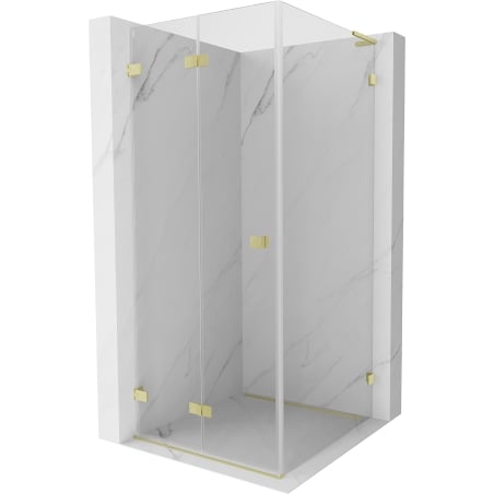 Mexen Lunar-F L faltbare Duschkabine links 90 x 90 cm, transparent, gebürstetes Gold - 836L-090-090-55-00-L