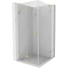 Mexen Lunar-F L faltbare Duschkabine links 90 x 90 cm, transparent, gebürstetes Gold - 836L-090-090-55-00-L