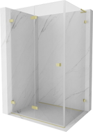 Mexen Lunar-F L Faltbare Duschkabine links 100 x 90 cm, transparent, gebürstetes Gold - 836L-100-090-55-00-L