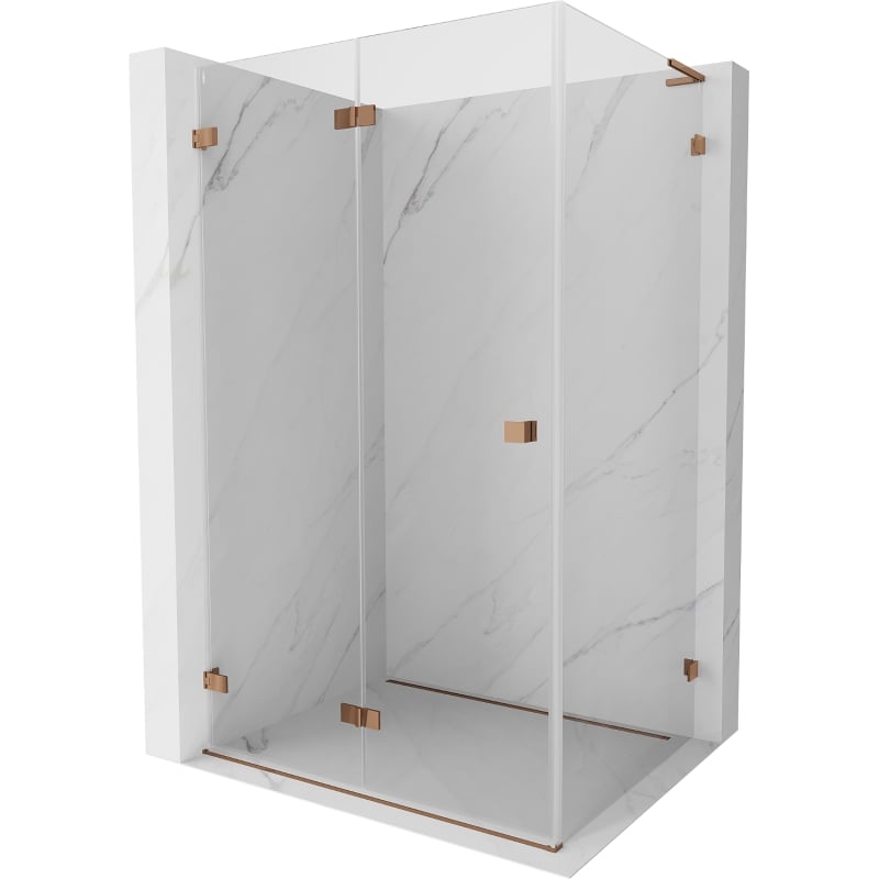 Mexen Lunar-F L klappbare Duschkabine links 95 x 80 cm, transparent, Roségold - 836L-095-080-60-00-L