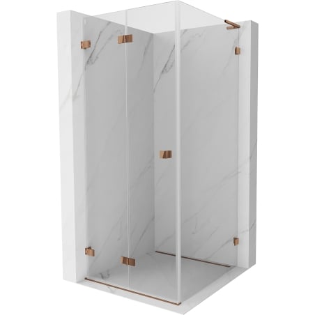 Mexen Lunar-F L klappbare Duschkabine links 90 x 90 cm, transparent, Roségold - 836L-090-090-60-00-L