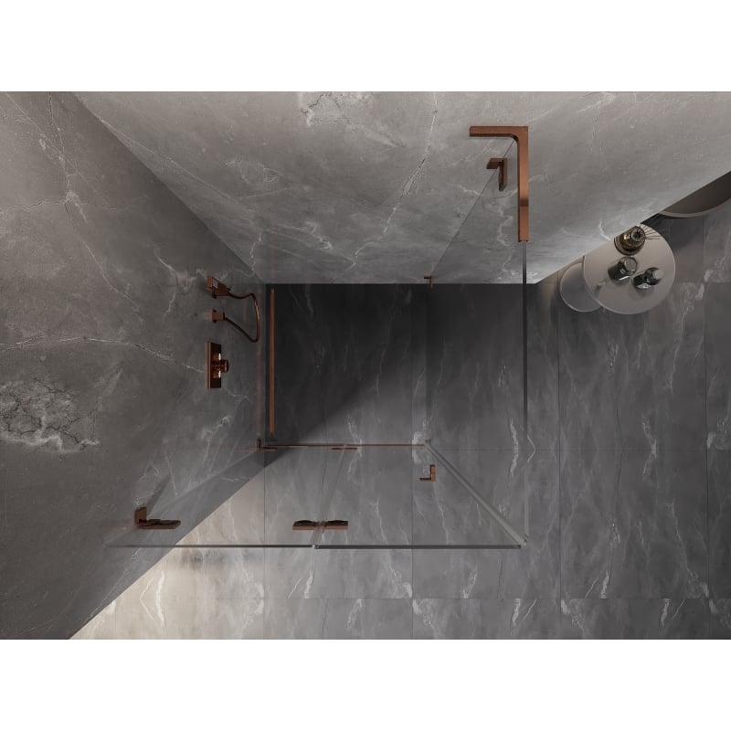 Mexen Lunar-F L Klapp-Duschkabine links 100 x 100 cm, transparent, Roségold - 836L-100-100-60-00-L