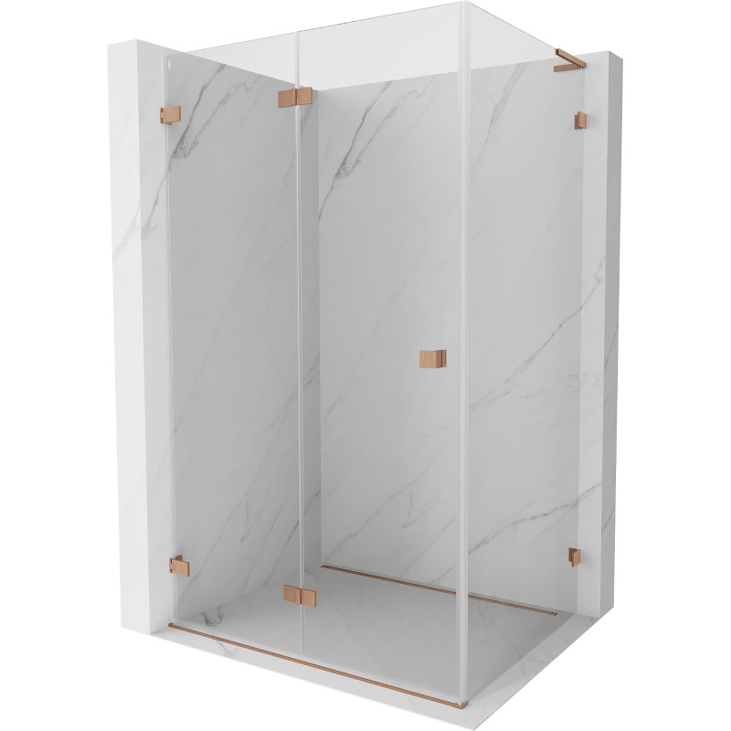 Mexen Lunar-F L faltbare Duschkabine links 95 x 90 cm, transparent, gebürstetes Kupfer - 836L-095-090-65-00-L