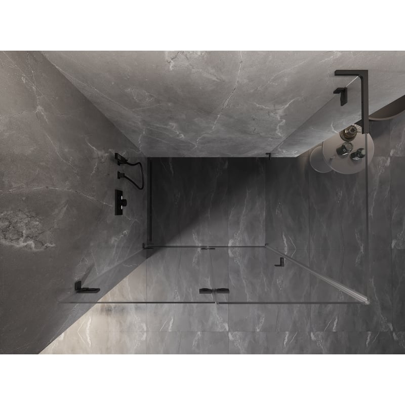 Mexen Lunar-F L faltbare Duschkabine links 95 x 80 cm, transparent, gebürstetes Gun Gray - 836L-095-080-66-00-L