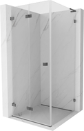 Mexen Lunar-F L Klapp-Duschkabine links 90 x 90 cm, transparent, gebürstetes Gun Grau - 836L-090-090-66-00-L