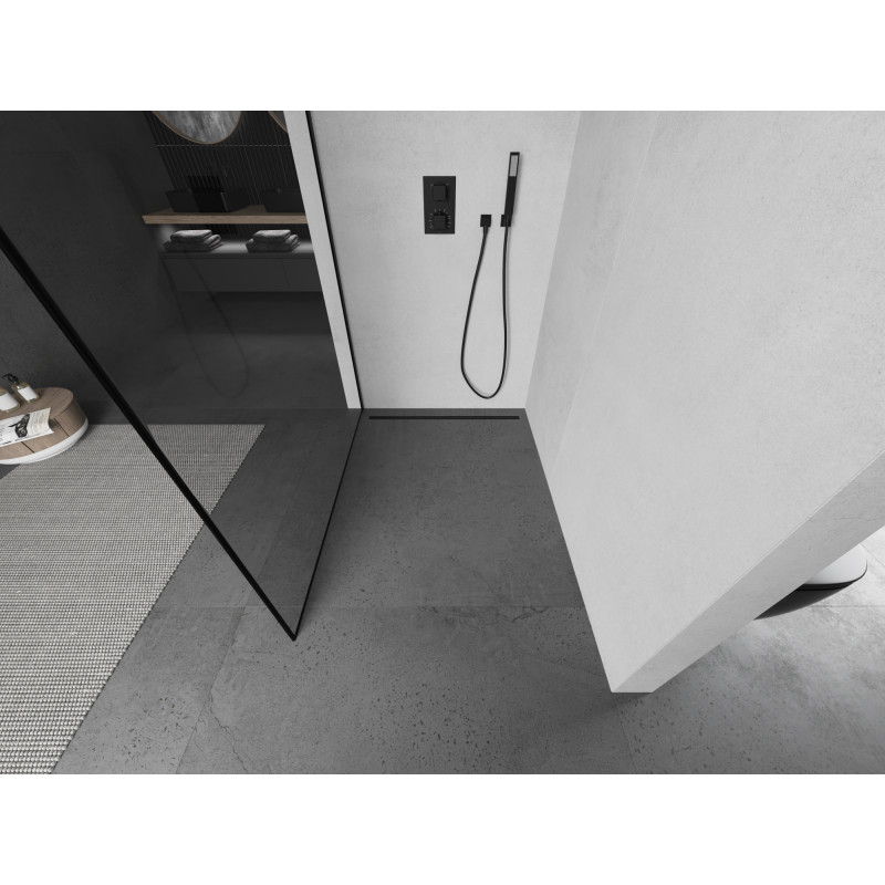 Mexen Kioto Walk-in-Duschwand 120 x 200 cm, schwarzer Rahmen 8 mm, schwarz - 800-120-101-70-70