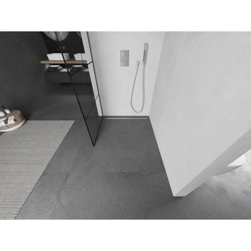 Mexen Kioto Duschwand Walk-in 70 x 200 cm, schwarzes Gitter 8 mm, Chrom - 800-070-101-01-77