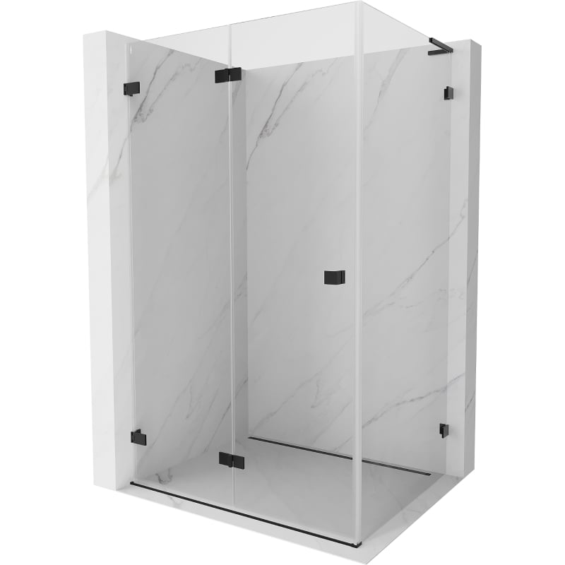 Mexen Lunar-F L faltbare Duschkabine links 100 x 80 cm, transparent, schwarz - 836L-100-080-70-00-L