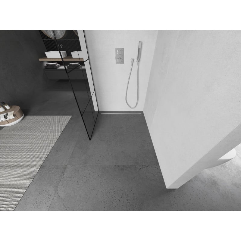 Mexen Kioto Walk-in-Duschwand 90 x 200 cm, schwarzes Gitter 8 mm, Chrom - 800-090-101-01-77