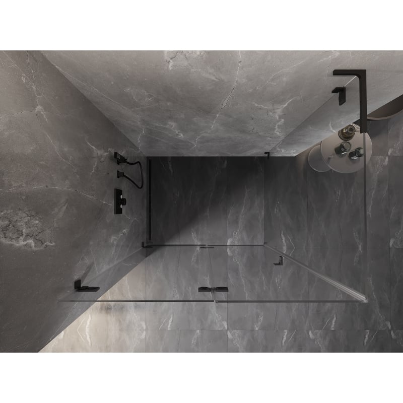 Mexen Lunar-F L klappbare Duschkabine links 100 x 90 cm, transparent, schwarz - 836L-100-090-70-00-L