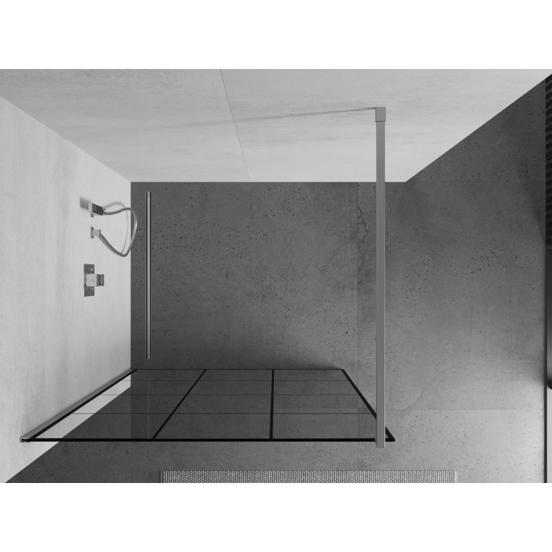 Mexen Kioto Walk-in-Duschwand 110 x 200 cm, schwarzes Gitter 8 mm, Chrom - 800-110-101-01-77