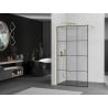 Mexen Kioto Duschwand Walk-in 100 x 200 cm, schwarzes Gitter 8 mm, Gold - 800-100-101-50-77