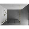 Mexen Kioto Duschwand Walk-in 100 x 200 cm, schwarzes Gitter 8 mm, Gold - 800-100-101-50-77