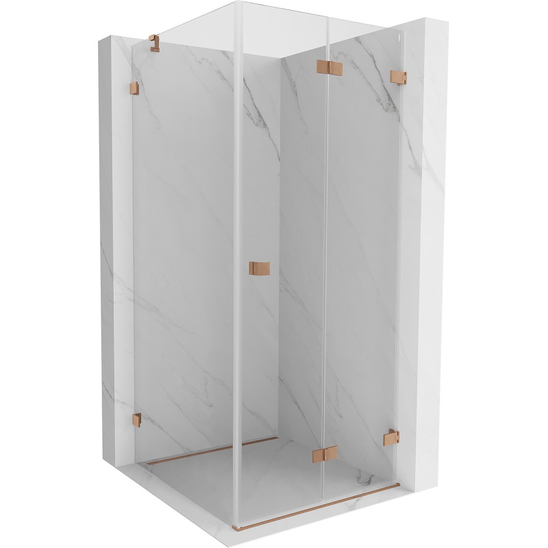 Mexen Lunar-F faltbare Duschkabine rechts 90 x 90 cm, transparent, gebürstetes Kupfer- 836-090-090-65-00-P
