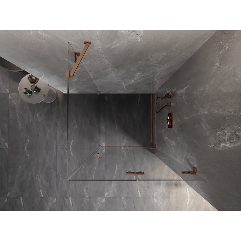 Mexen Lunar-F faltbare Duschkabine rechts 90 x 90 cm, transparent, gebürstetes Kupfer- 836-090-090-65-00-P
