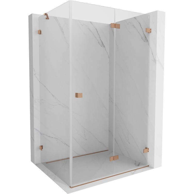 Mexen Lunar-F klappbare Duschkabine rechts 95 x 90 cm, transparent, gebürstetes Kupfer- 836-095-090-65-00-P