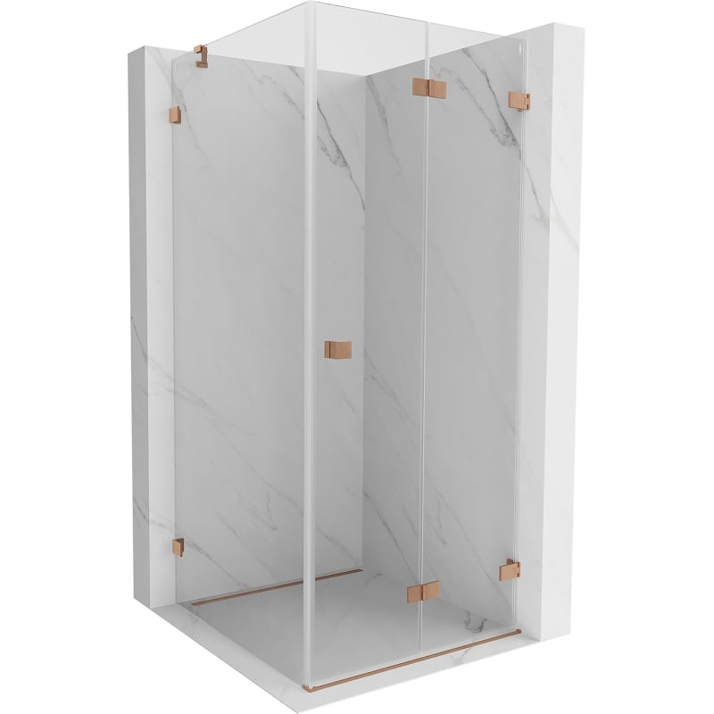 Mexen Lunar-F Duschkabine klappbar rechts 100 x 100 cm, transparent, gebürstetes Kupfer- 836-100-100-65-00-P
