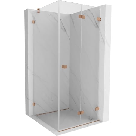 Mexen Lunar-F Duschkabine klappbar rechts 100 x 100 cm, transparent, gebürstetes Kupfer- 836-100-100-65-00-P