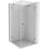 Mexen Lunar-F Duschkabine klappbar rechts 100 x 100 cm, transparent, gebürstetes Kupfer- 836-100-100-65-00-P