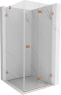 Mexen Lunar-F Duschkabine klappbar rechts 100 x 100 cm, transparent, gebürstetes Kupfer- 836-100-100-65-00-P