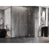 Mexen Lunar-F Duschkabine klappbar rechts 100 x 100 cm, transparent, gebürstetes Kupfer- 836-100-100-65-00-P