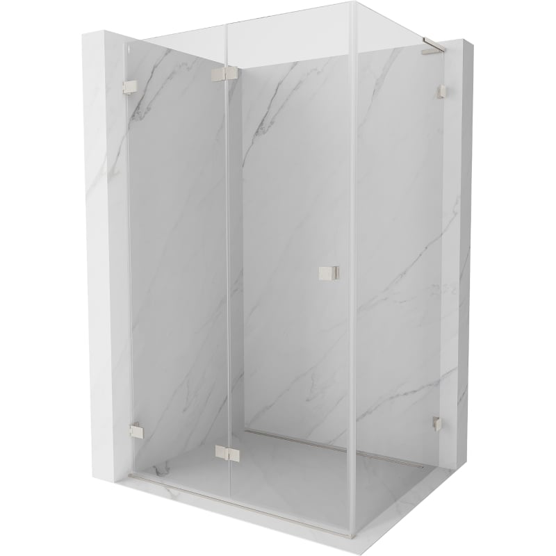 Mexen Lunar-F L Falttür-Duschkabine links 90 x 80 cm, transparent, gebürsteter Nickel - 836L-090-080-97-00-L