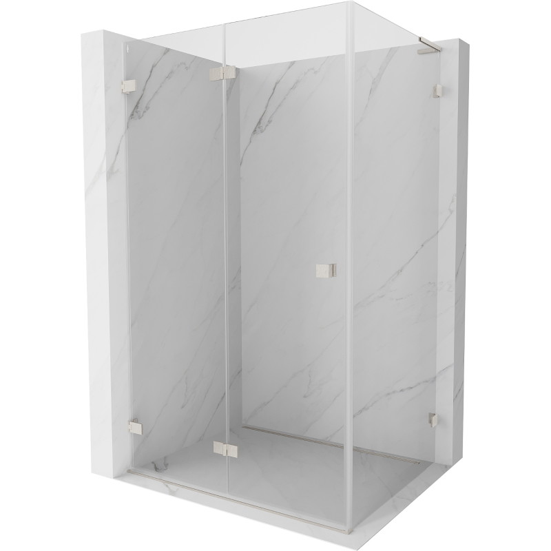 Mexen Lunar-F L Faltdusche links 95 x 80 cm, transparent, gebürsteter Nickel - 836L-095-080-97-00-L