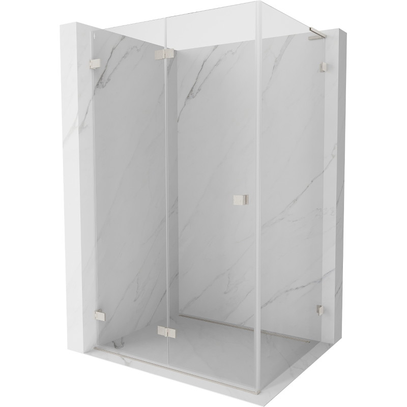 Mexen Lunar-F L faltbare Duschkabine links 100 x 80 cm, transparent, gebürstetes Nickel - 836L-100-080-97-00-L