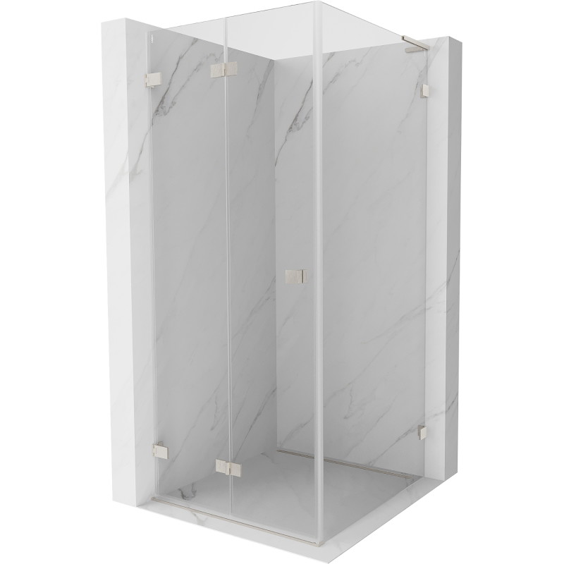 Mexen Lunar-F L faltbare Duschkabine links 90 x 90 cm, transparent, gebürsteter Nickel - 836L-090-090-97-00-L