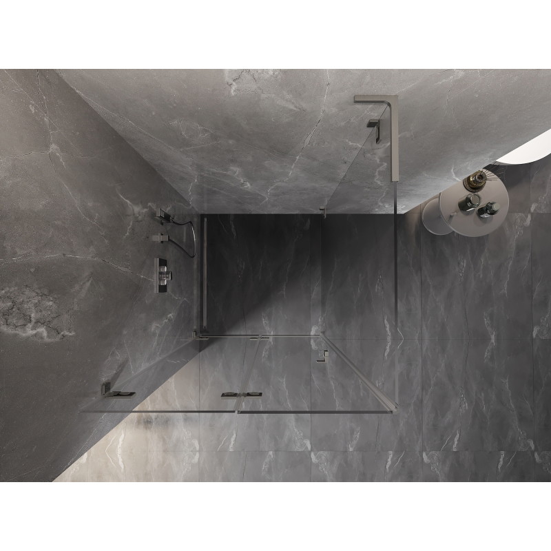 Mexen Lunar-F L faltbare Duschkabine links 90 x 90 cm, transparent, gebürsteter Nickel - 836L-090-090-97-00-L