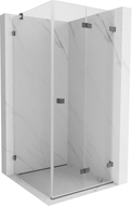 Mexen Lunar-F faltbare Duschkabine rechts 80 x 80 cm, transparent, gebürstetes Gun Gray - 836-080-080-66-00-P