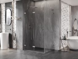 Mexen Lunar-F L Faltbare Duschkabine links 95 x 90 cm, transparent, gebürstetes Nickel - 836L-095-090-97-00-L