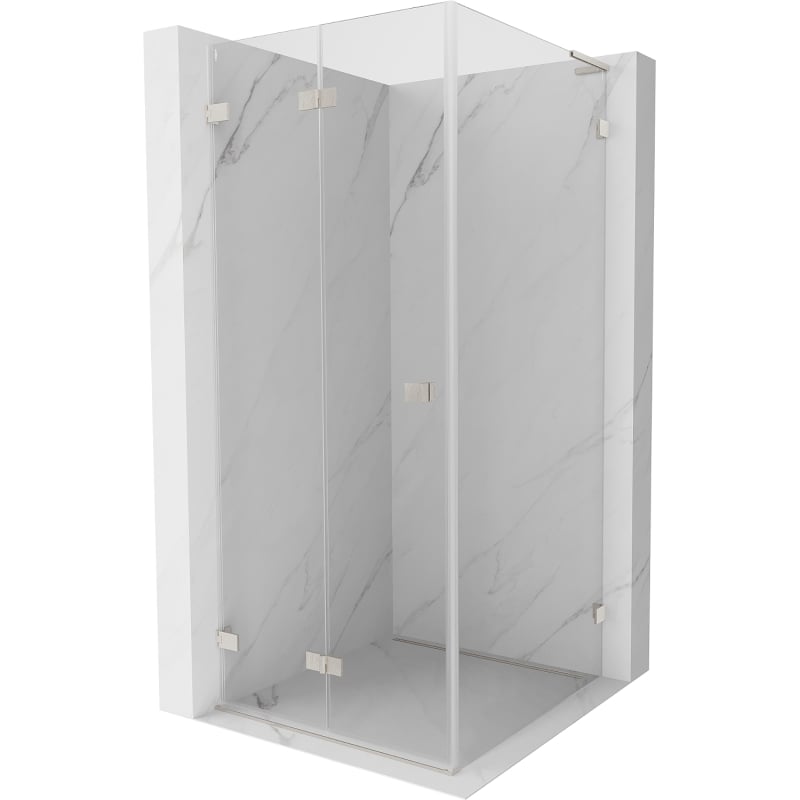 Mexen Lunar-F L Duschkabine faltbar links 100 x 100 cm, transparent, gebürsteter Nickel - 836L-100-100-97-00-L